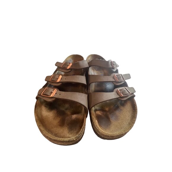 Birkenstock Florida Womens Size 40 8 Leather Sandals Brown Leather 3 Strap Birks - Picture 2 of 6